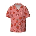 thumbnail image 1 of Xecao offers the Red Strawberry for Men's Casual Short-sleeved Shirt, a button-up collared shirt with a pocket, perfect for beach vacations and yacht travel in the XX-Large size., 1 of 7