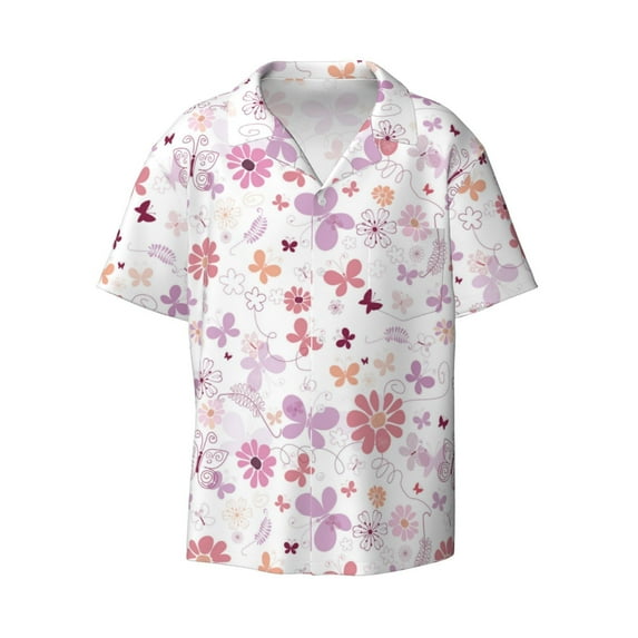 Xecao offers the Retro Floral for Men's Casual Short-sleeved Shirt, a button-up collared shirt with a pocket, perfect for beach vacations and yacht travel in the 3X-Large size.