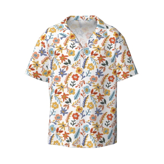 Xecao offers the Retro Floral for Men's Casual Short-sleeved Shirt, a button-up collared shirt with a pocket, perfect for beach vacations and yacht travel in the Medium size.