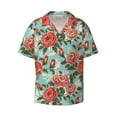 thumbnail image 1 of Xecao offers the Rose Flowers for Men's Casual Short-sleeved Shirt, a button-up collared shirt with a pocket, perfect for beach vacations and yacht travel in the Small size., 1 of 7