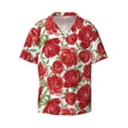 thumbnail image 1 of Xecao offers the Rose Flowers for Men's Casual Short-sleeved Shirt, a button-up collared shirt with a pocket, perfect for beach vacations and yacht travel in the XX-Large size., 1 of 7