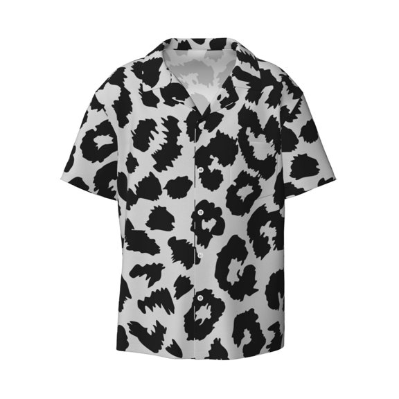 Xecao offers the Similar To Leopard Print for Men's Casual Short-sleeved Shirt, a button-up collared shirt with a pocket, perfect for beach vacations and yacht travel in the 4X-Large size.
