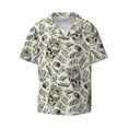 thumbnail image 1 of Xecao offers the Skull with Cash for Men's Casual Short-sleeved Shirt, a button-up collared shirt with a pocket, perfect for beach vacations and yacht travel in the Small size., 1 of 7