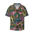 thumbnail image 1 of Xecao offers the Snake And Flower for Men's Casual Short-sleeved Shirt, a button-up collared shirt with a pocket, perfect for beach vacations and yacht travel in the Large size., 1 of 7