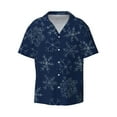 thumbnail image 1 of Xecao offers the Snowflake Dark Blue for Men's Casual Short-sleeved Shirt, a button-up collared shirt with a pocket, perfect for beach vacations and yacht travel in the Medium size., 1 of 7