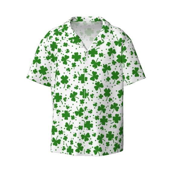 Xecao offers the St Patrick's Day4 for Men's Casual Short-sleeved Shirt, a button-up collared shirt with a pocket, perfect for beach vacations and yacht travel in the Medium size.