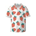 thumbnail image 1 of Xecao offers the Strawberries for Men's Casual Short-sleeved Shirt, a button-up collared shirt with a pocket, perfect for beach vacations and yacht travel in the Medium size., 1 of 7