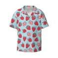 thumbnail image 1 of Xecao offers the Strawberries for Men's Casual Short-sleeved Shirt, a button-up collared shirt with a pocket, perfect for beach vacations and yacht travel in the Medium size., 1 of 7