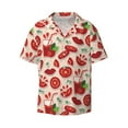 thumbnail image 1 of Xecao offers the Tomatoes for Men's Casual Short-sleeved Shirt, a button-up collared shirt with a pocket, perfect for beach vacations and yacht travel in the 4X-Large size., 1 of 7