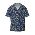 thumbnail image 1 of Xecao offers the Uncaria Flower for Men's Casual Short-sleeved Shirt, a button-up collared shirt with a pocket, perfect for beach vacations and yacht travel in the X-Large size., 1 of 7