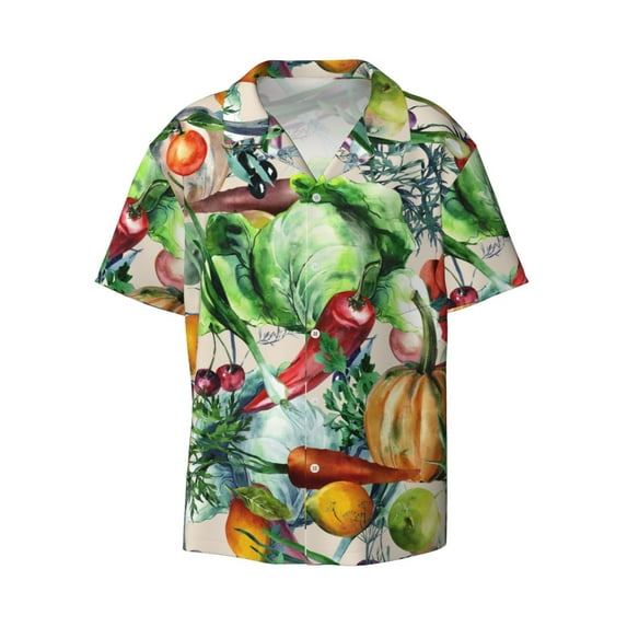 Xecao offers the Vegan1 for Men's Casual Short-sleeved Shirt, a button-up collared shirt with a pocket, perfect for beach vacations and yacht travel in the XX-Large size.