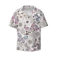 thumbnail image 1 of Xecao offers the Vintage Butterflies for Men's Casual Short-sleeved Shirt, a button-up collared shirt with a pocket, perfect for beach vacations and yacht travel in the Large size., 1 of 7