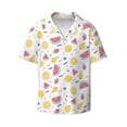 thumbnail image 1 of Xecao offers the Watermelon And Lemon for Men's Casual Short-sleeved Shirt, a button-up collared shirt with a pocket, perfect for beach vacations and yacht travel in the Small size., 1 of 7