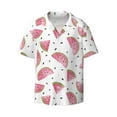 thumbnail image 1 of Xecao offers the Watermelon for Men's Casual Short-sleeved Shirt, a button-up collared shirt with a pocket, perfect for beach vacations and yacht travel in the XX-Large size., 1 of 7