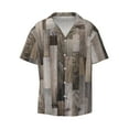 thumbnail image 1 of Xecao offers the Wooden Texture for Men's Casual Short-sleeved Shirt, a button-up collared shirt with a pocket, perfect for beach vacations and yacht travel in the Large size., 1 of 7