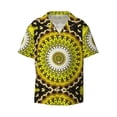 thumbnail image 1 of Xecao offers the Yellow Mandala for Men's Casual Short-sleeved Shirt, a button-up collared shirt with a pocket, perfect for beach vacations and yacht travel in the Small size., 1 of 7