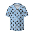 thumbnail image 1 of Xecao offers the french Bulldog Face for Men's Casual Short-sleeved Shirt, a button-up collared shirt with a pocket, perfect for beach vacations and yacht travel in the XX-Large size., 1 of 7