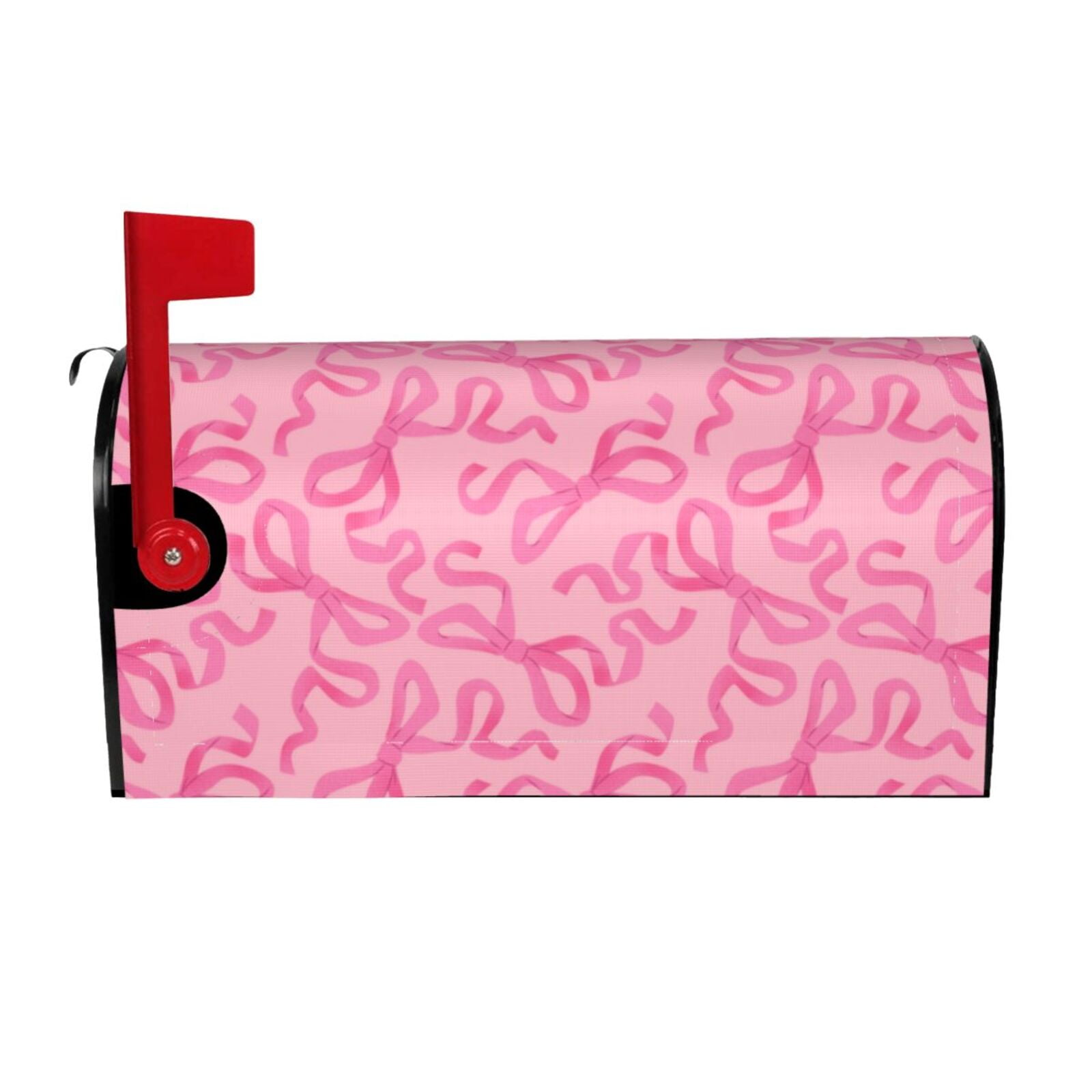 Xecao pink bow for Mailbox Cover with Magnetic Strips, Waterproof and Sunscreen, Adds a Decorative Touch to Your Garden Yard-21x18 in
