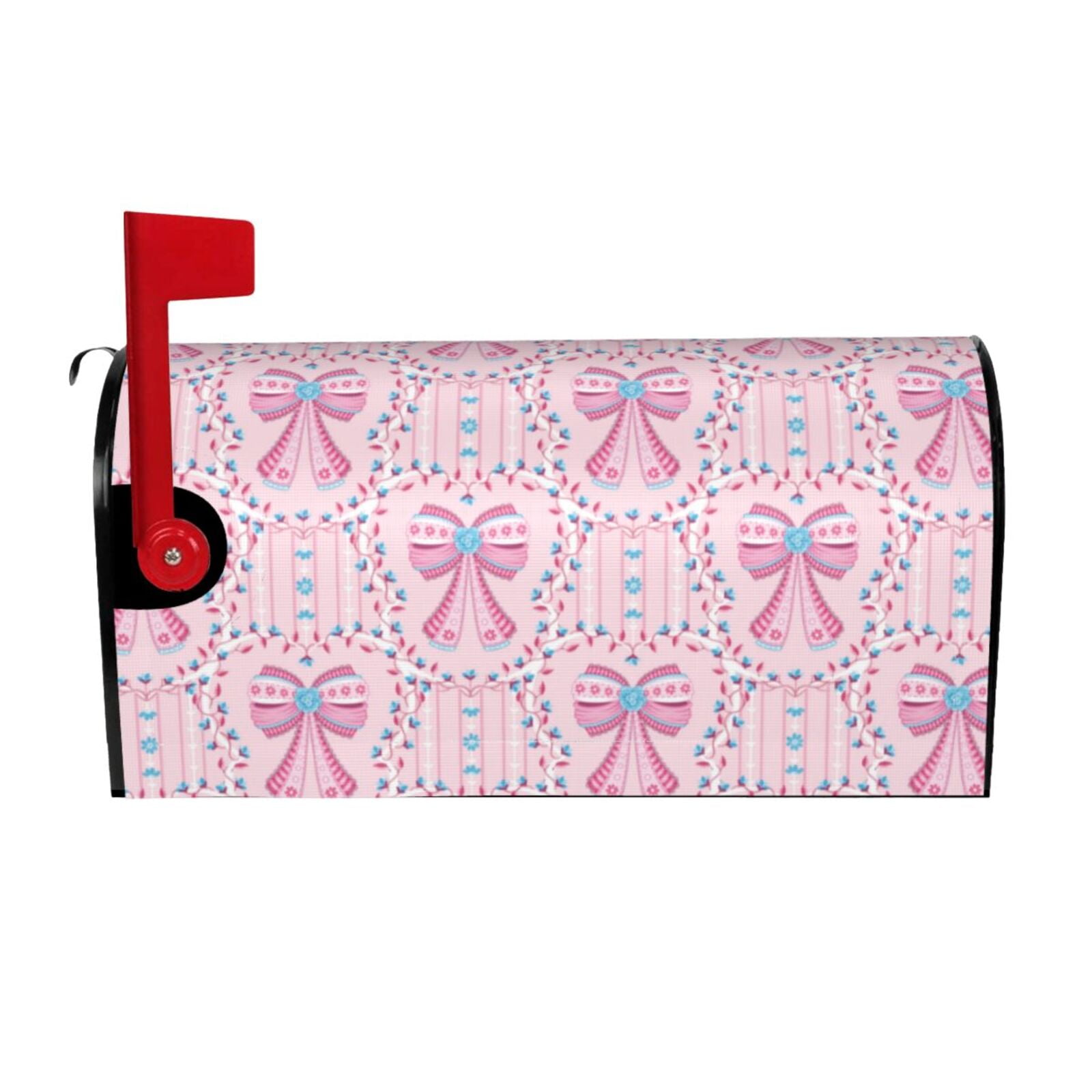 Xecao pink bows for Mailbox Cover with Magnetic Strips, Waterproof and Sunscreen, Adds a Decorative Touch to Your Garden Yard-21x18 in