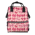thumbnail image 1 of Xecao pink ribbon bows Print Large Capacity Nappy Bag Is a Multi-Functional Waterproof Travel Backpack, Perfect as a Nursing Bag or Mummy Backpack for Women, 1 of 6