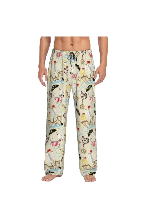 pirate with sailing Men's Straight Lounge Pajama Pants - The Ultimate in Comfortable Sleepwear-Medium