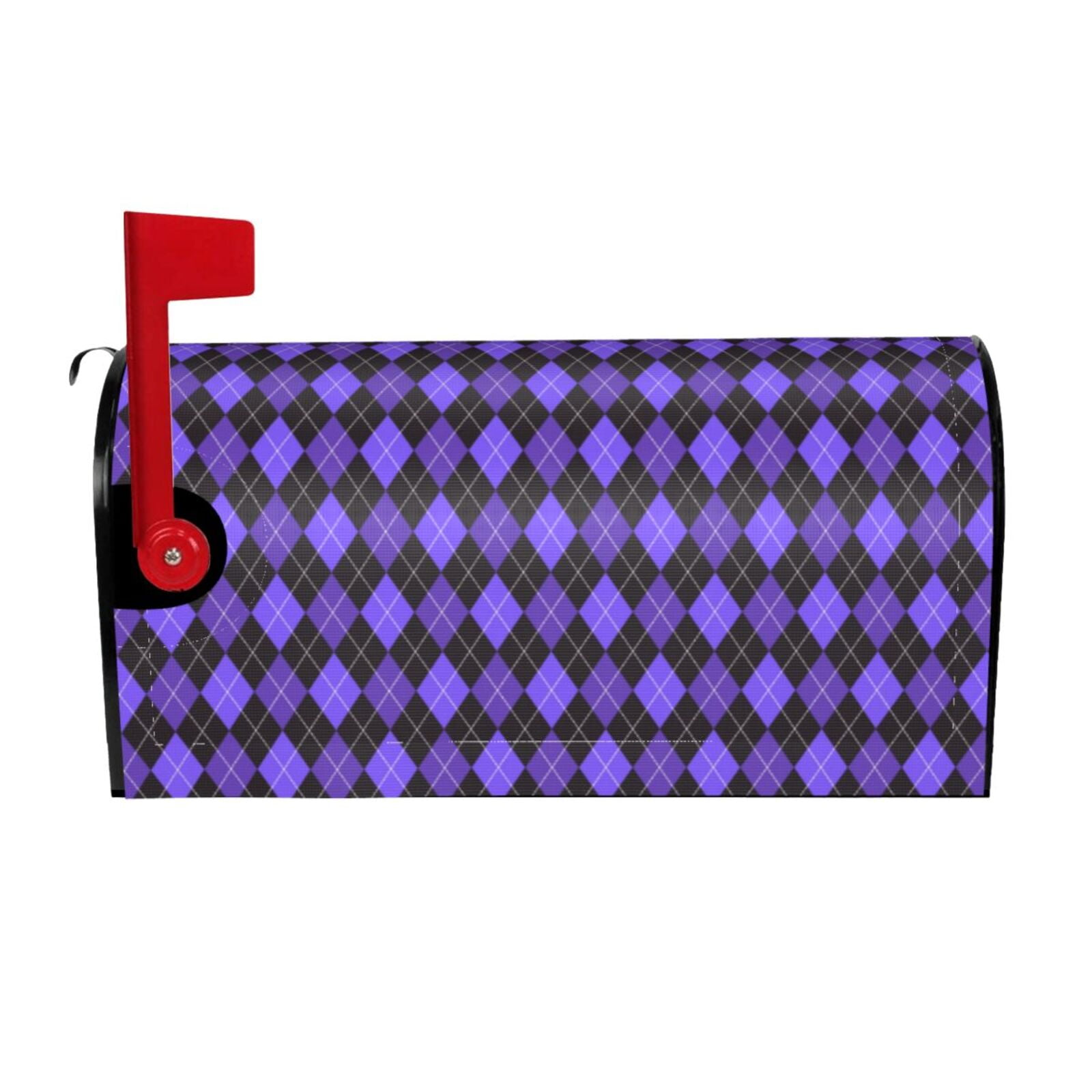 Xecao purple argyle for Mailbox Cover with Magnetic Strips, Waterproof and Sunscreen, Adds a Decorative Touch to Your Garden Yard-21x18 in