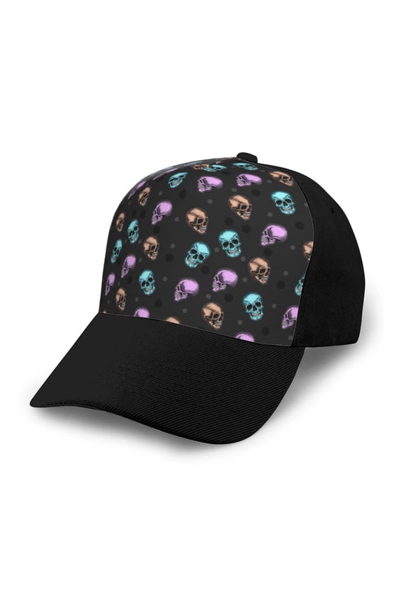 purple cyan brown Skull print unisex vintage washed baseball cap, a soft and adjustable hat perfect for any casual style.