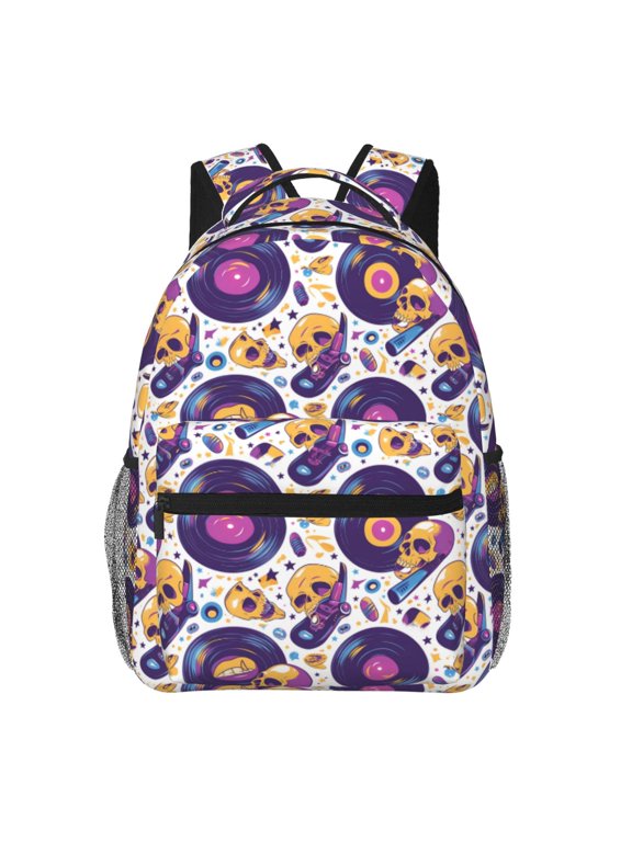 record rock Skull star Backpack, a stylish and functional choice for both men and women, is the perfect basic bookbag for college, work, or travel