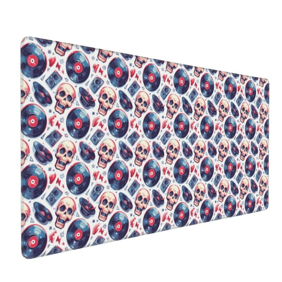 Xecao record rock music Skull Print Large Mouse Pad, 16x35.5in Mousepad, Professional Non-Slip Rubber Base Big Mouse Pad, Mouse Pad for Gaming & Office Full Desk Mouse Pad