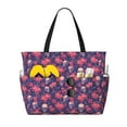 thumbnail image 1 of Xecao red Skull flower for versatile beach bag for women includes zipper pockets and waterproof material, ideal for vacations and adventures., 1 of 7