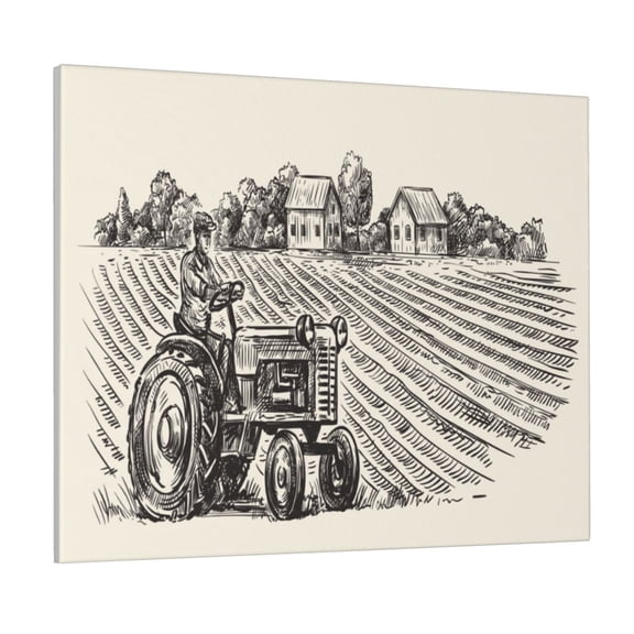 Xecao retro tractor for Waterproof Framed Canvas Art - Modern Home Decor with Real Wood Frame for Gifting and Interior Design,Horizontal