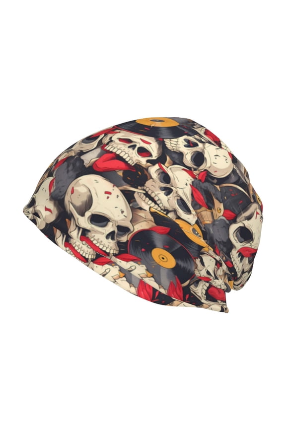 rock Skull record artist Print Knit Hat,Winter Beanie for Men Women, Beanie Soft Warm Ski Stocking Cuffed Cap