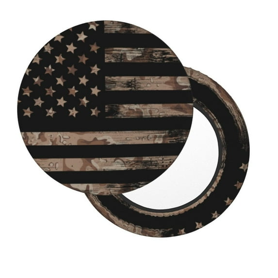 Xecao's American Flag with Desert Camouflage Print Stool Covers offer stylish, washable protection for PU round bar stools, perfect for home or commercial use.