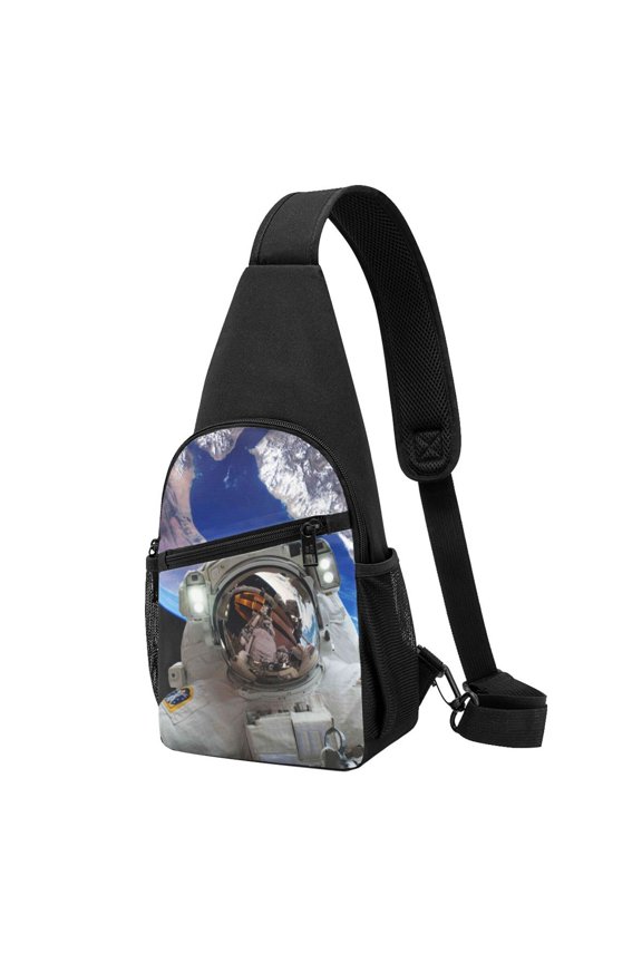 's Astronaut in Outer Space Print Sling Bag: A Versatile Chest, Shoulder, and Crossbody Backpack for Casual Days Out, Perfect for Both Men and Women