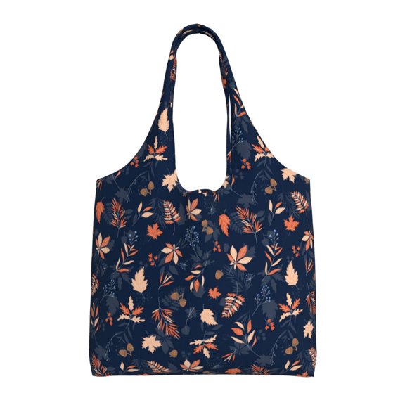 Xecao's Autumn Leaves With Blue Canvas Tote Bag is a versatile choice for women, serving as a stylish beach bag, shopping bag,and reusable grocery bag.