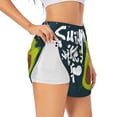 thumbnail image 1 of Xecao's Avocado in Space1 for a double-layer running short for women, perfect for gym, tennis, and more, featuring a convenient pocket., 1 of 9