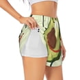 thumbnail image 1 of Xecao's Avocado1 for a double-layer running short for women, perfect for gym, tennis, and more, featuring a convenient pocket., 1 of 9