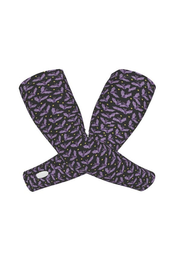 's Bat Purple print Arm Sleeves offer cooling UV protection and sports compression for both men and women.