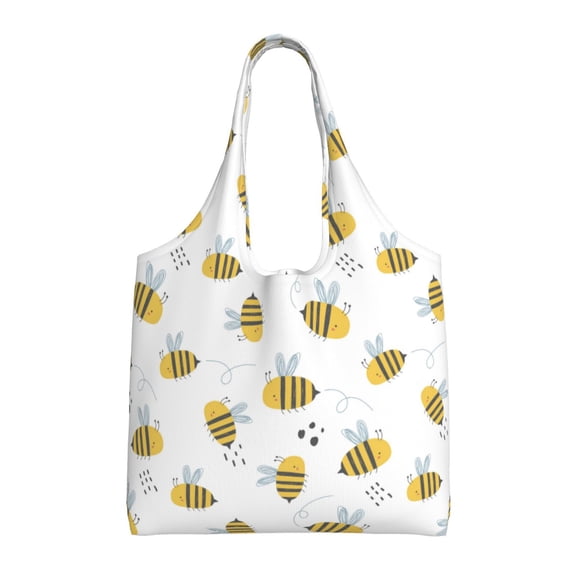 Xecao's Bee Canvas Tote Bag is a versatile choice for women, serving as a stylish beach bag, shopping bag,and reusable grocery bag.