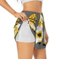 thumbnail image 1 of Xecao's Bee Kind for a double-layer running short for women, perfect for gym, tennis, and more, featuring a convenient pocket., 1 of 9