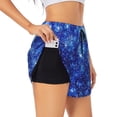thumbnail image 1 of Xecao's Blurred Star Snow Christmas for a double-layer running short for women, perfect for gym, tennis, and more, featuring a convenient pocket., 1 of 9