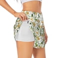 thumbnail image 1 of Xecao's Watercolor Bright Sunflowers for a double-layer running short for women, perfect for gym, tennis, and more, featuring a convenient pocket., 1 of 9