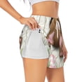 thumbnail image 1 of Xecao's Brown Bunny for a double-layer running short for women, perfect for gym, tennis, and more, featuring a convenient pocket., 1 of 9