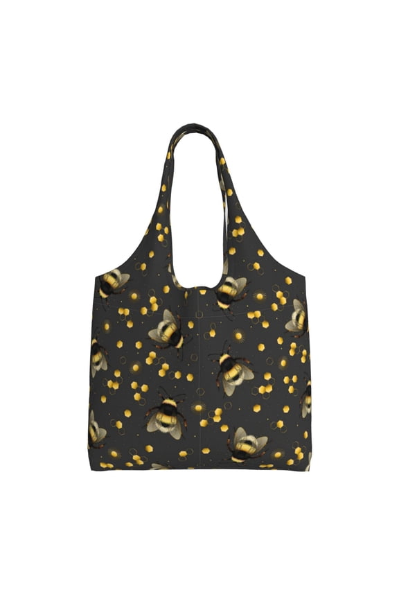 's Bumblebee Canvas Tote Bag is a versatile choice for women, serving as a stylish beach bag, shopping bag,and reusable grocery bag.