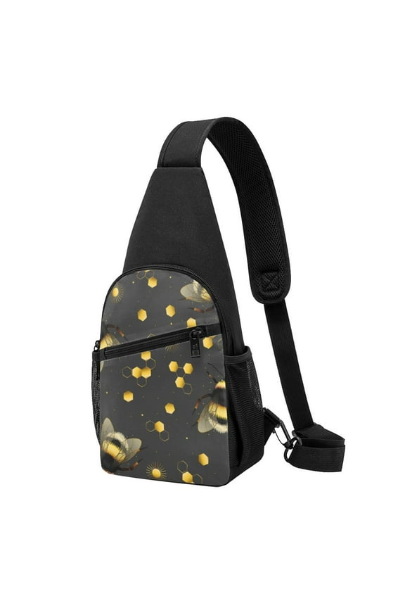 's Bumblebee Print Sling Bag: A Versatile Chest, Shoulder, and Crossbody Backpack for Casual Days Out, Perfect for Both Men and Women