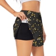 thumbnail image 1 of Xecao's Bumblebee for a double-layer running short for women, perfect for gym, tennis, and more, featuring a convenient pocket., 1 of 9