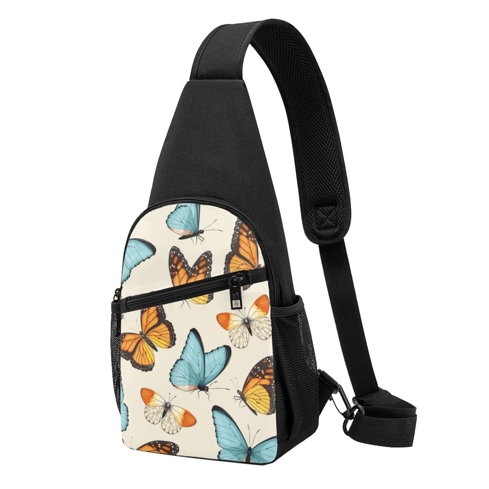 Xecao's Butterflies Print Sling Bag: A Versatile Chest, Shoulder, and Crossbody Backpack for Casual Days Out, Perfect for Both Men and Women