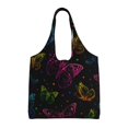 thumbnail image 1 of Xecao's Butterfly Canvas Tote Bag is a versatile choice for women, serving as a stylish beach bag, shopping bag,and reusable grocery bag., 1 of 5