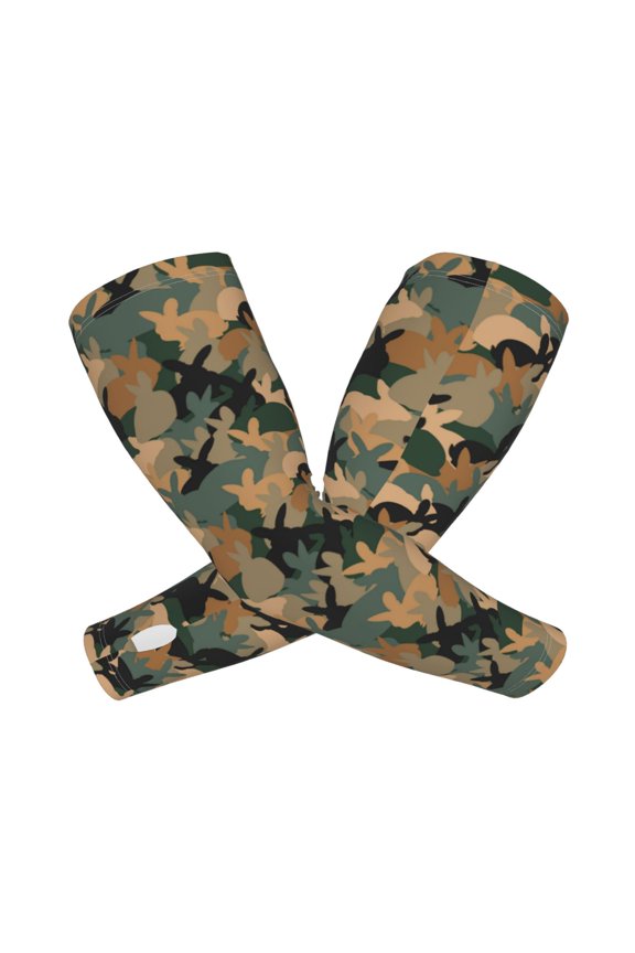 's Camouflage Rabbit print Arm Sleeves offer cooling UV protection and sports compression for both men and women.