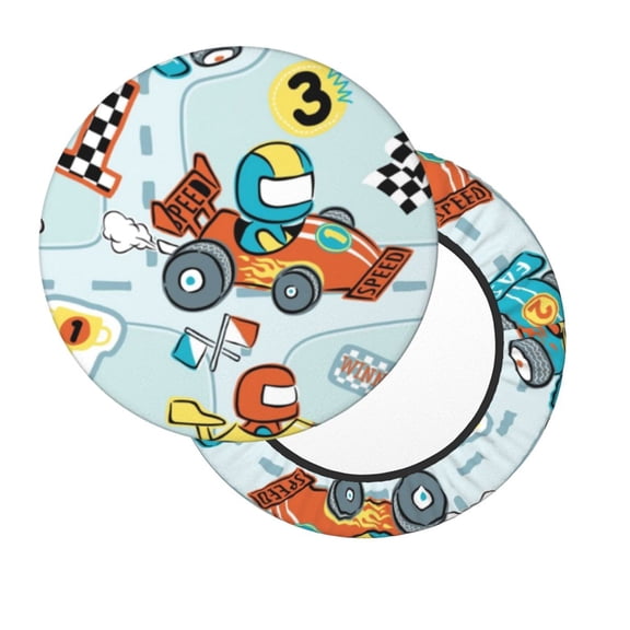 Xecao's Cartoon Car Racing Print Stool Covers offer stylish, washable protection for PU round bar stools, perfect for home or commercial use.